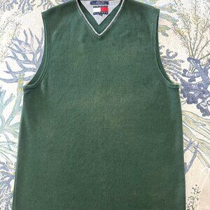 Vintage Men's Tommy Hilfiger Pullover Sweater Vest Hunter Green Size M
